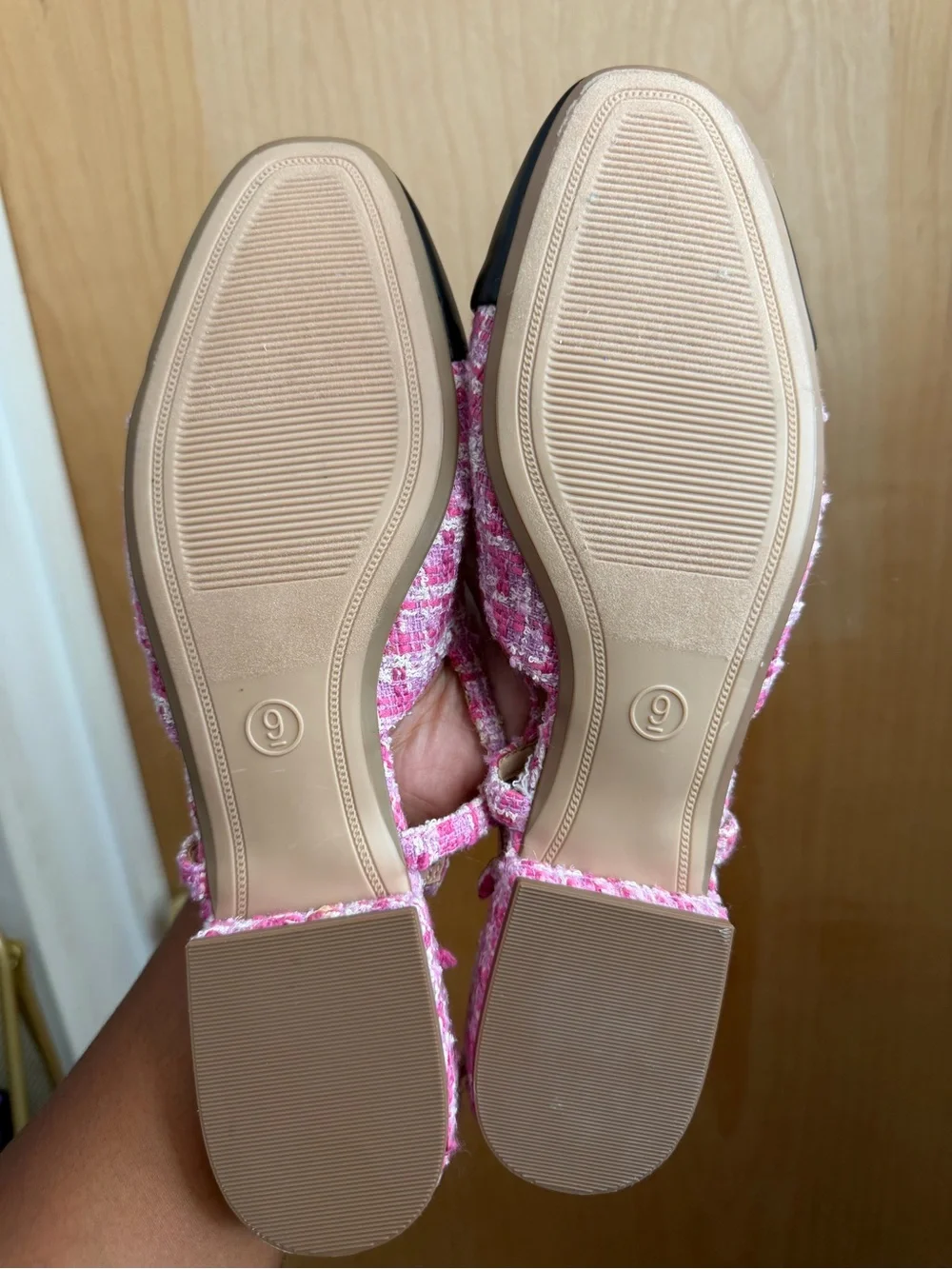 A New Day Women’s Pink Tweed Cap Toe Slingback Flats Size: 9